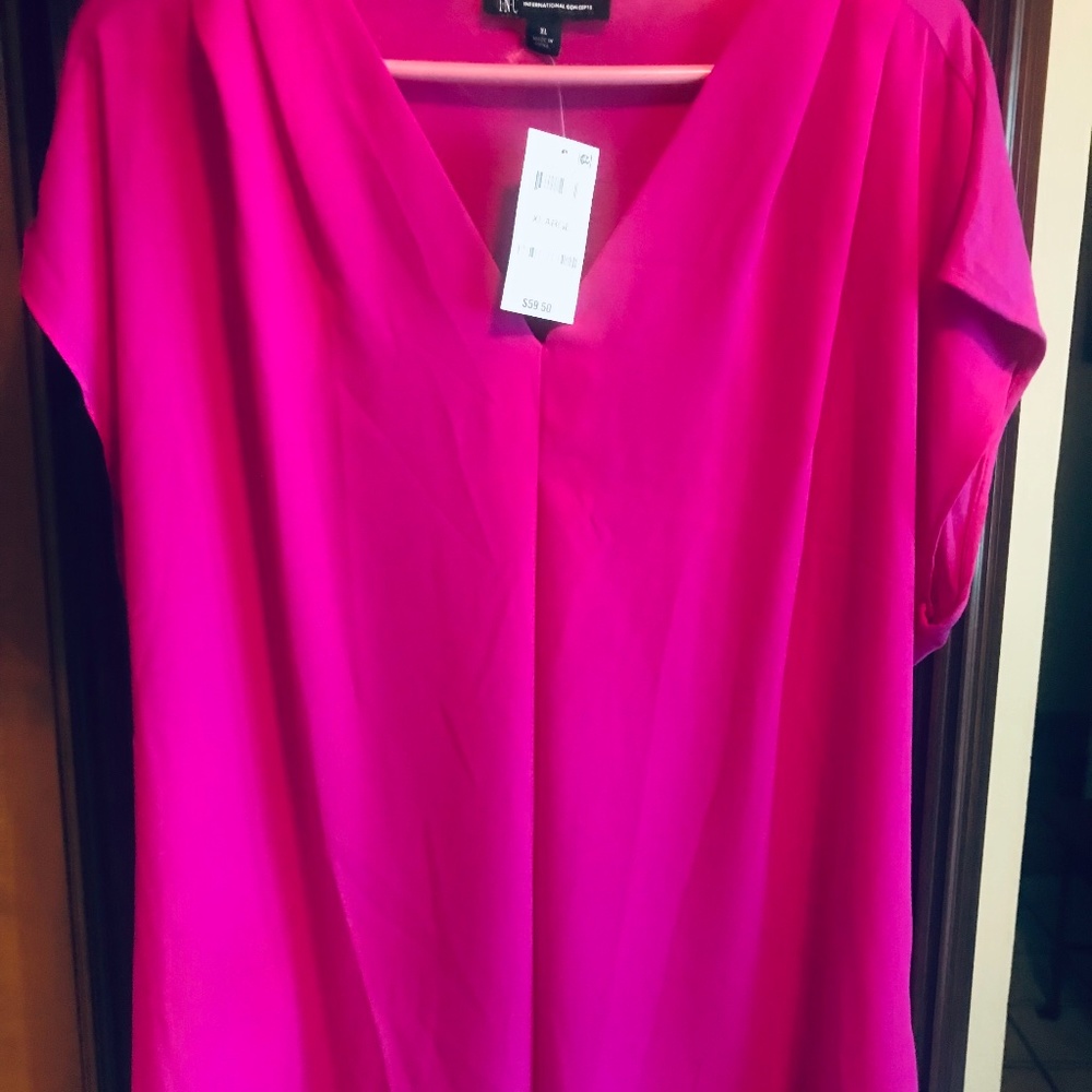INC Women's XL Hot Fuchsia Cap Sleeve Top